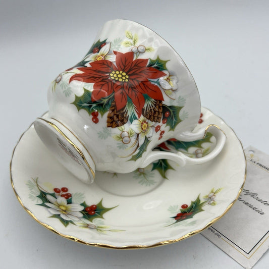 Tazza da tè The in porcellana Royal Albert tazzina inglese Poinsettia Natale '70 Categoria Servizio tazze - Tazze