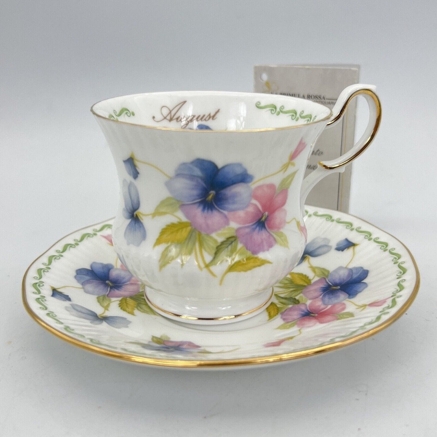 Tazza da the per tè in porcellana Queen's con mese tazzina inglese Agosto 900 Categoria Servizio tazze - Tazze