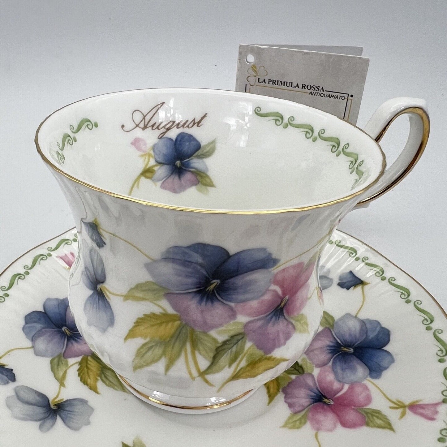 Tazza da the per tè in porcellana Queen's con mese tazzina inglese Agosto 900 Categoria Servizio tazze - Tazze