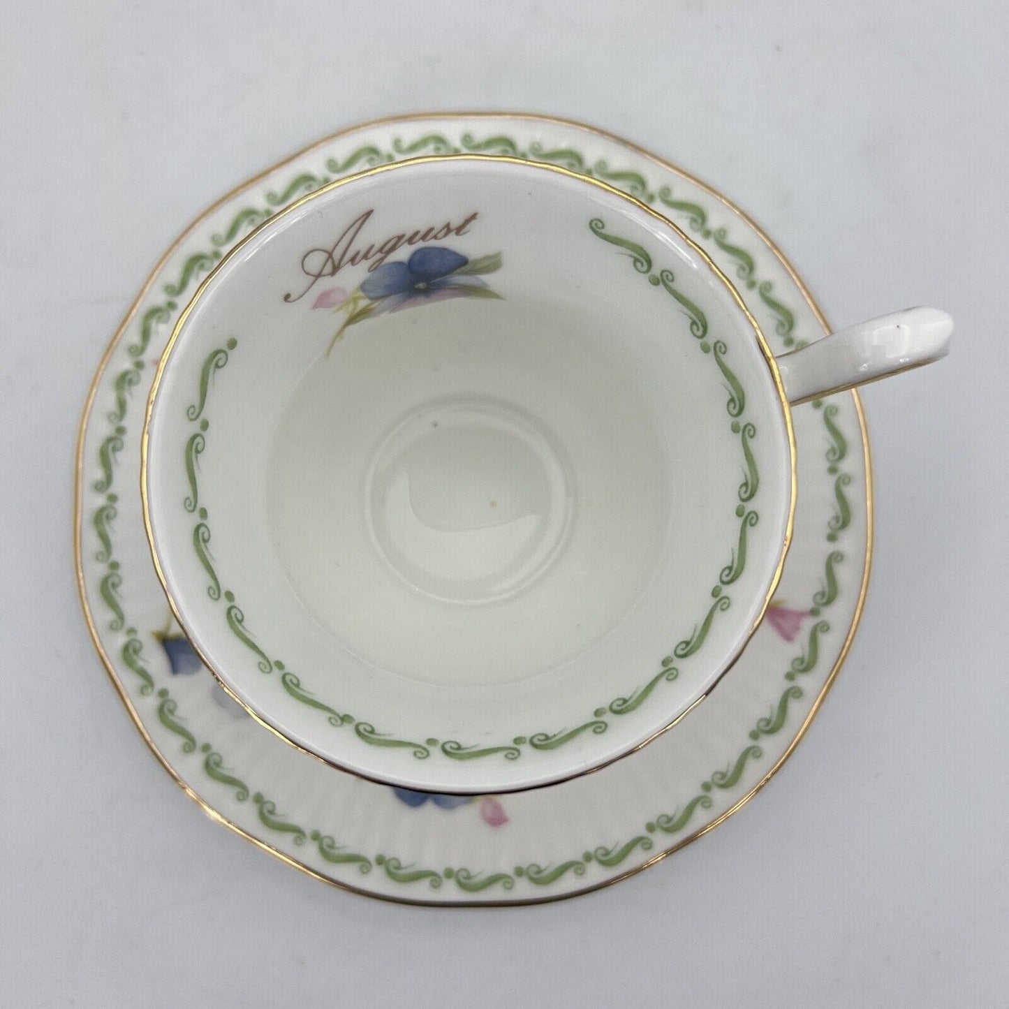 Tazza da the per tè in porcellana Queen's con mese tazzina inglese Agosto 900 Categoria Servizio tazze - Tazze