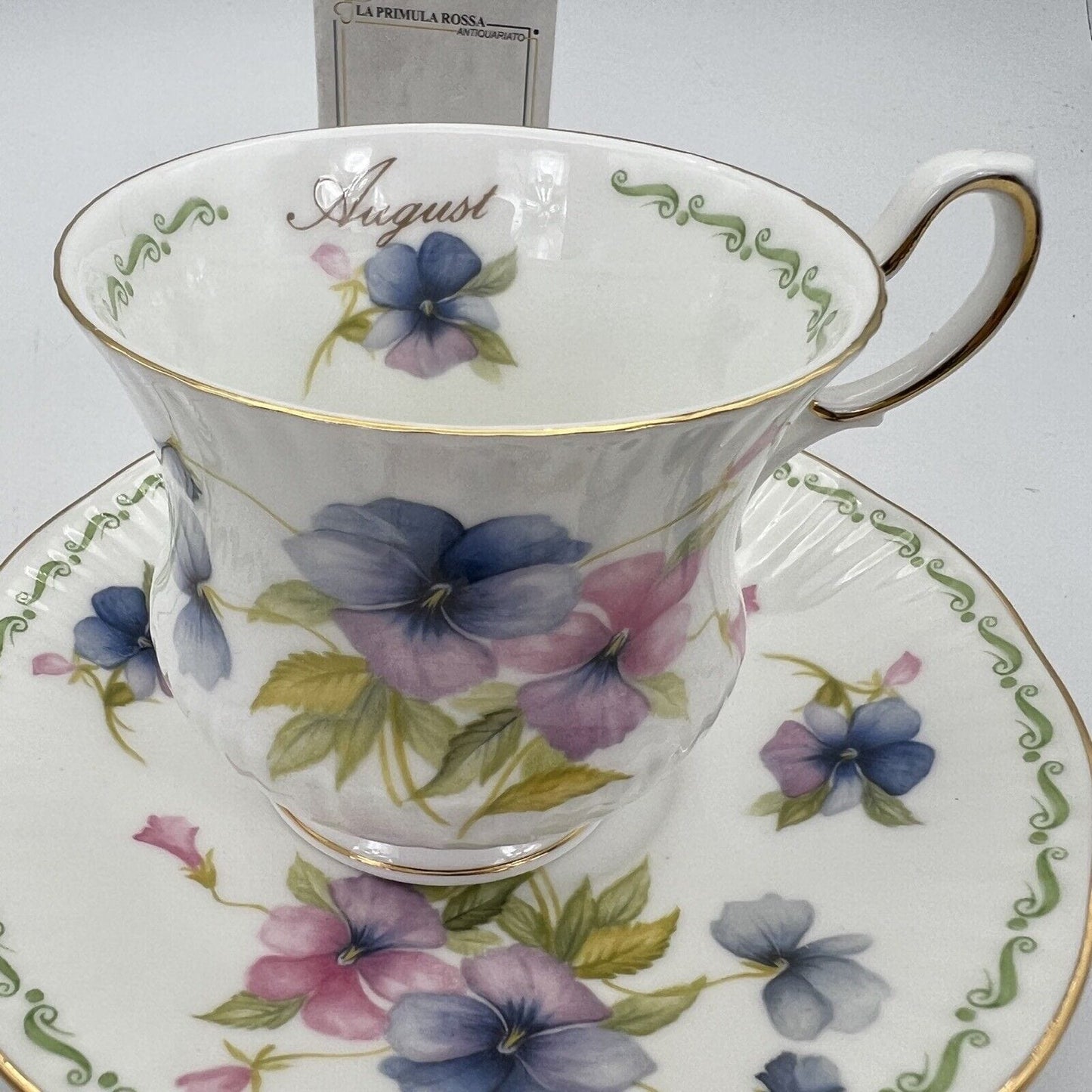 Tazza da the per tè in porcellana Queen's con mese tazzina inglese Agosto 900 Categoria Servizio tazze - Tazze