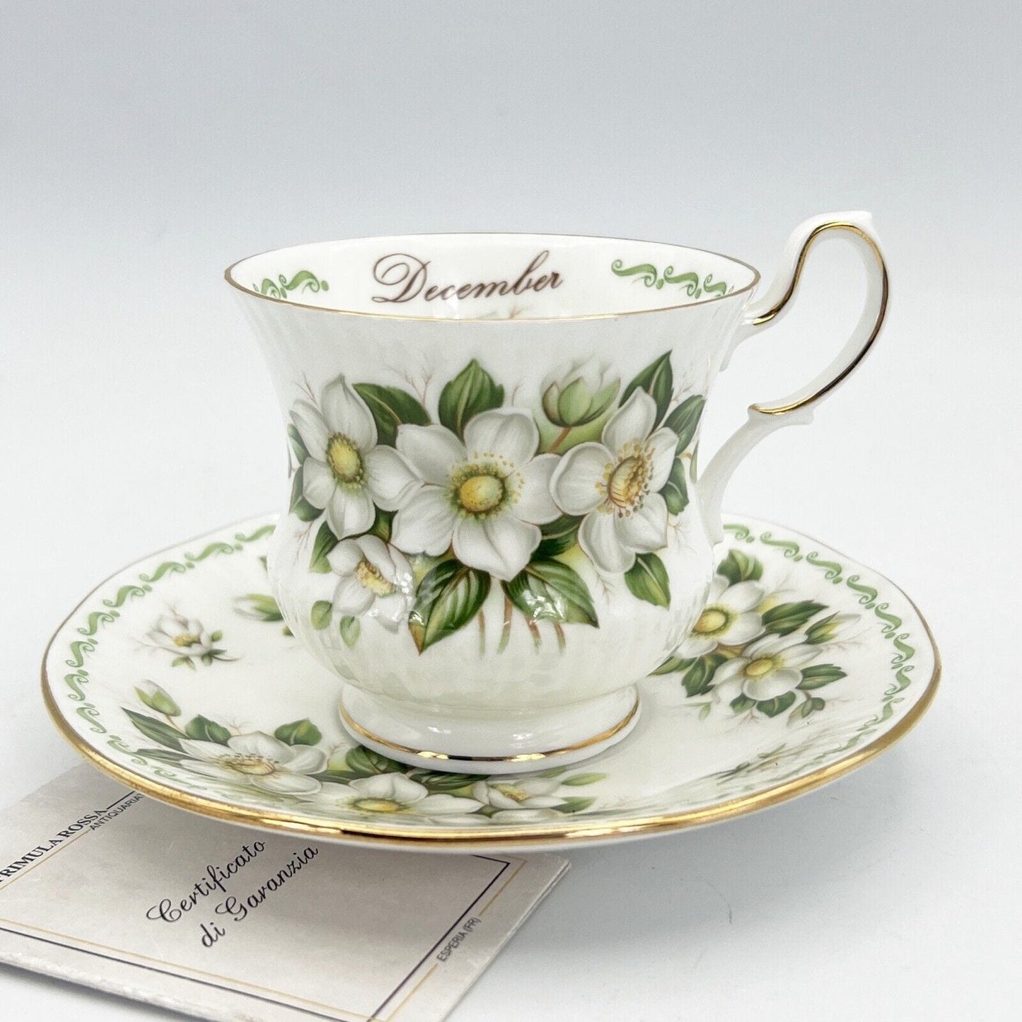 Tazza da the per tè in porcellana Queen's con mese tazzina inglese Dicembre 900 Categoria Servizio tazze - Tazze