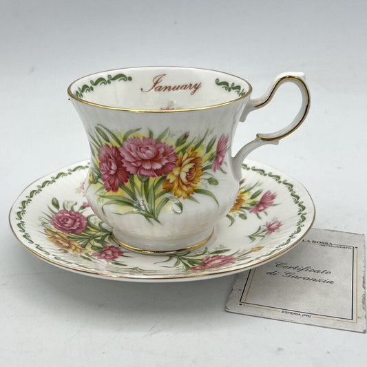 Tazza da the per tè in porcellana Queen's con mese tazzina inglese GENNAIO 900 Categoria  Servizio tazze - Tazze