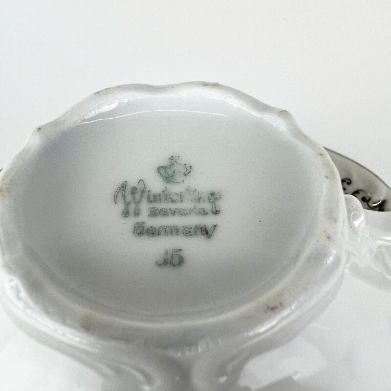 Tazza da the tè antica in porcellana Bianca Bavaria tazzina decoro Argento Categoria Servizio tazze - Tazze
