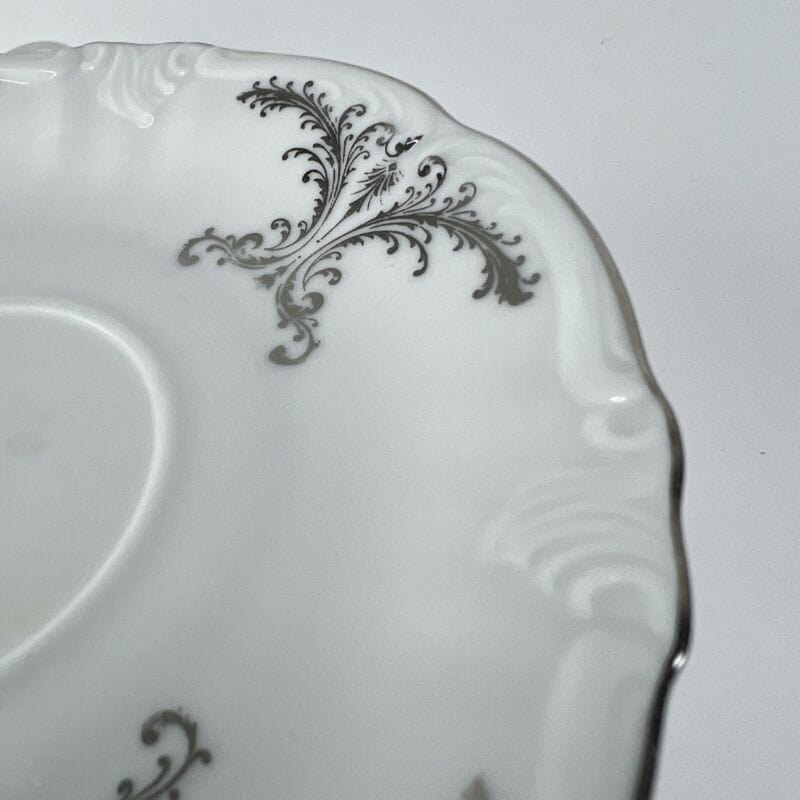 Tazza da the tè antica in porcellana Bianca Bavaria tazzina decoro Argento Categoria Servizio tazze - Tazze