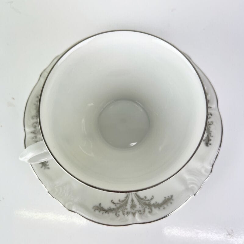 Tazza da the tè antica in porcellana Bianca Bavaria tazzina decoro Argento Categoria Servizio tazze - Tazze