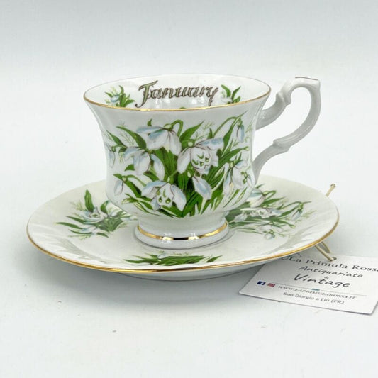Tazza da the tè in porcellana con mese tazzina stile inglese GENNAIO 900 Fiori Categoria  Servizio tazze - Tazze
