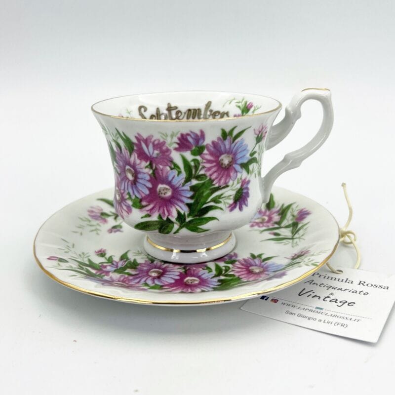Tazza da the tè in porcellana con mese tazzina stile inglese SETTEMBRE 900 Fiori Categoria Servizio tazze - Tazze