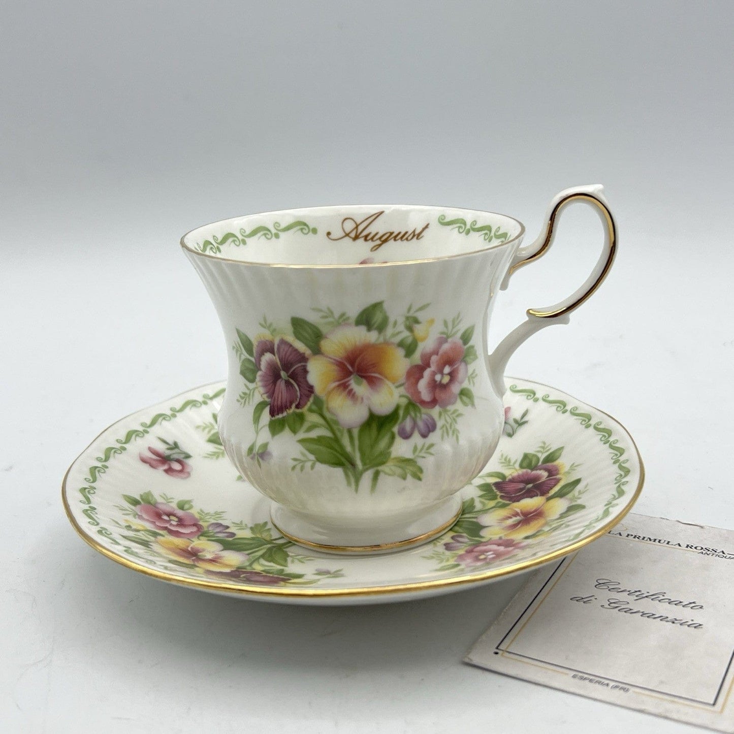 Tazza da the tè in porcellana Queen's con mese tazzina inglese Agosto 900 Rosina Categoria Servizio tazze - Tazze