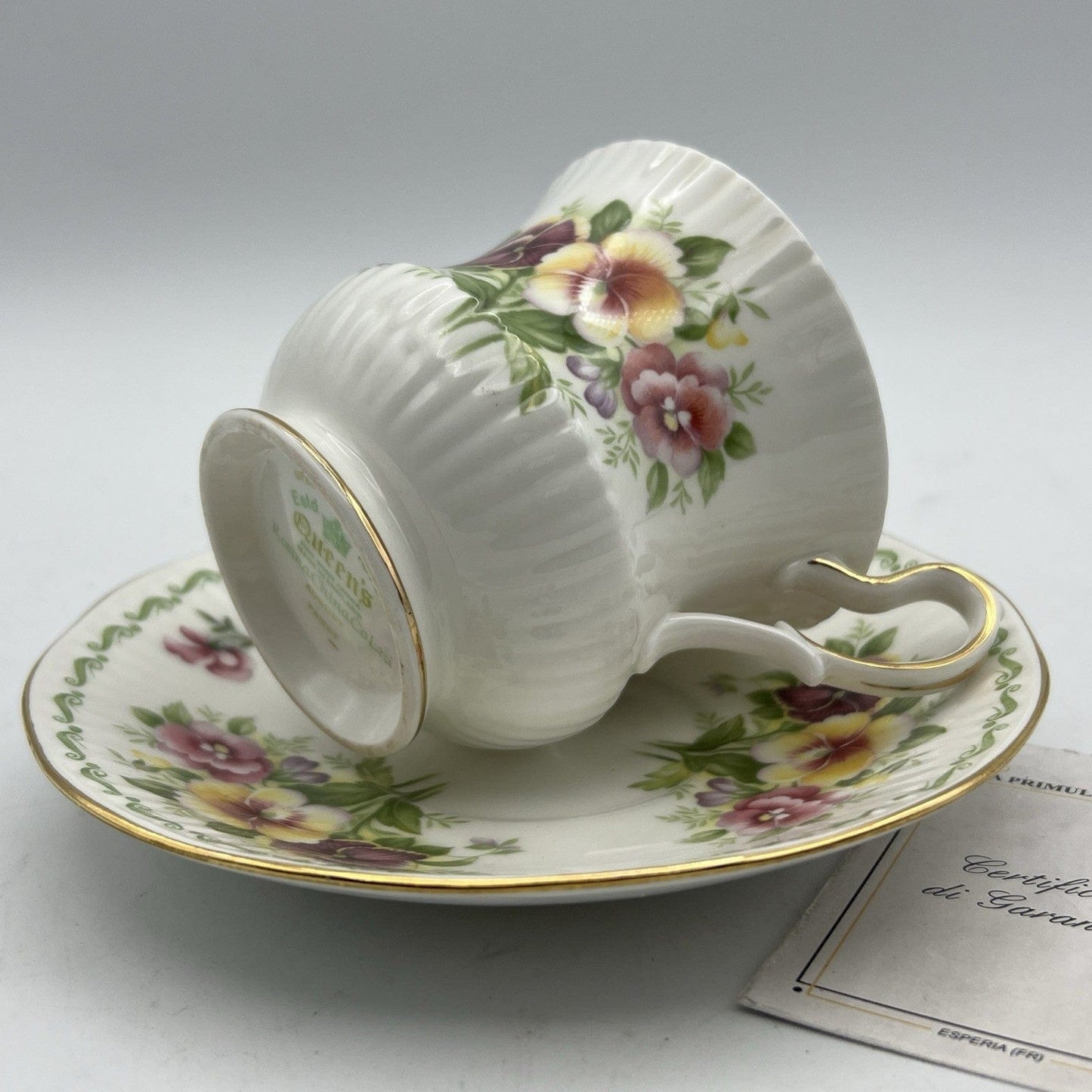 Tazza da the tè in porcellana Queen's con mese tazzina inglese Agosto 900 Rosina Categoria Servizio tazze - Tazze