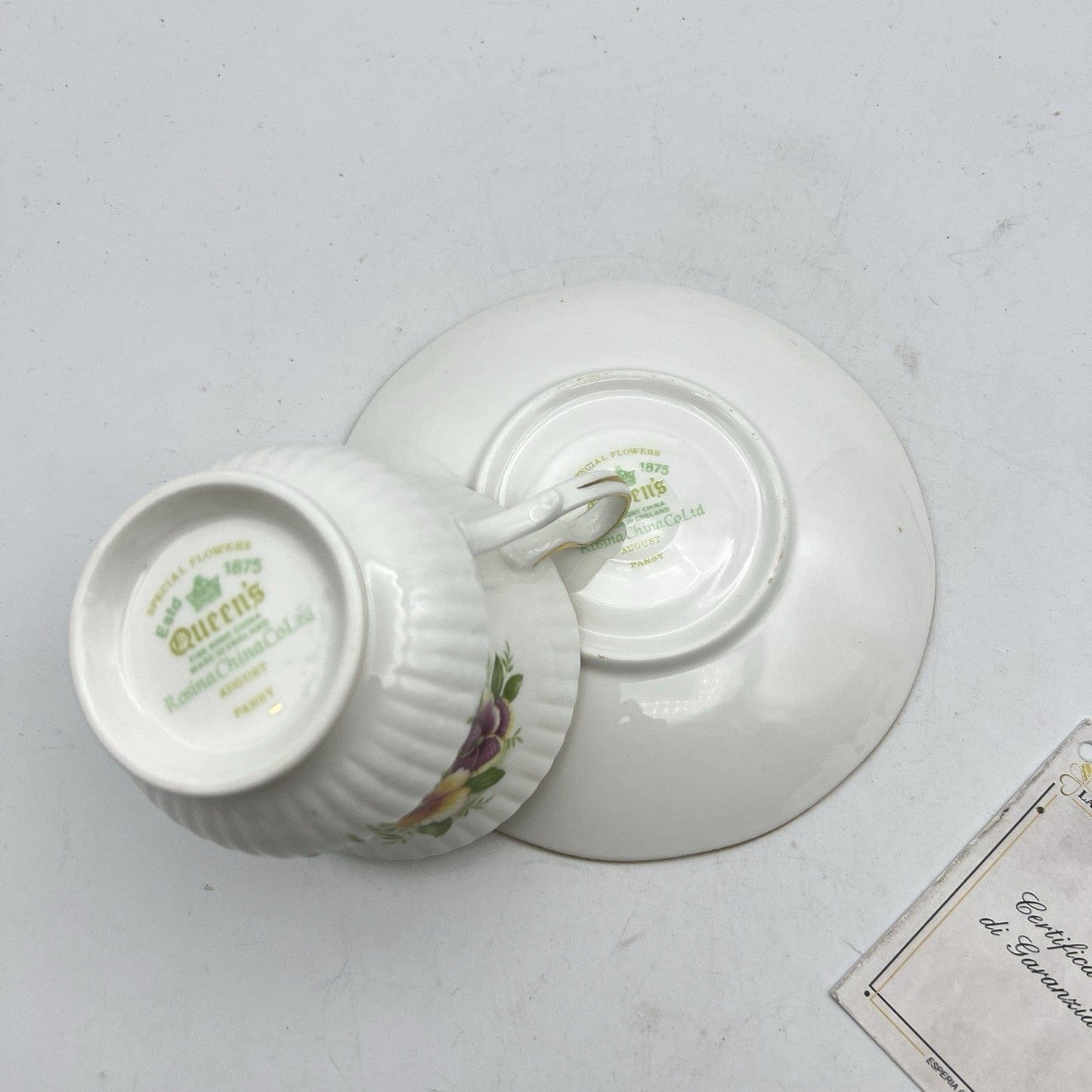 Tazza da the tè in porcellana Queen's con mese tazzina inglese Agosto 900 Rosina Categoria Servizio tazze - Tazze
