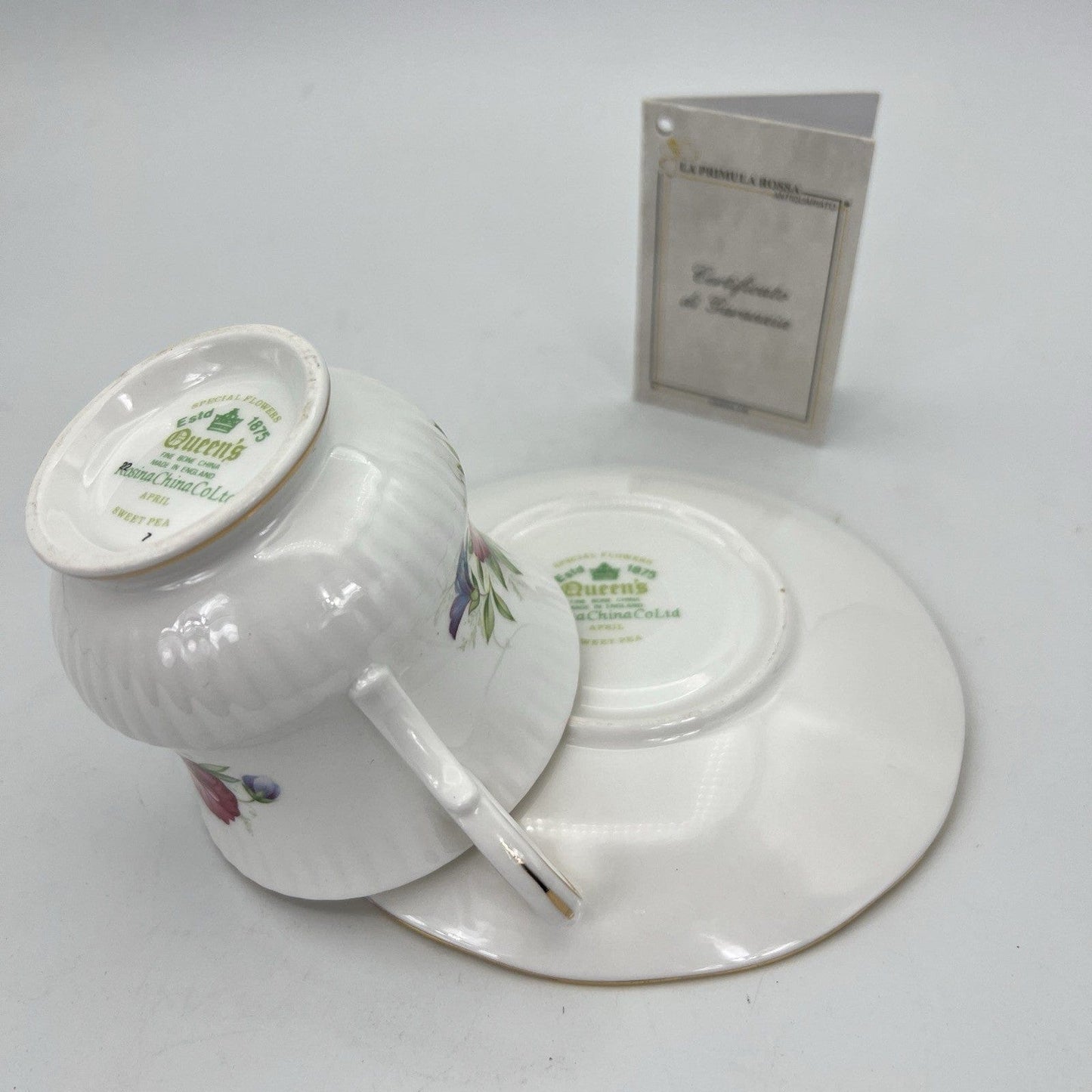 Tazza da the tè in porcellana Queen's con mese tazzina inglese Aprile 900 Categoria Servizio tazze - Tazze