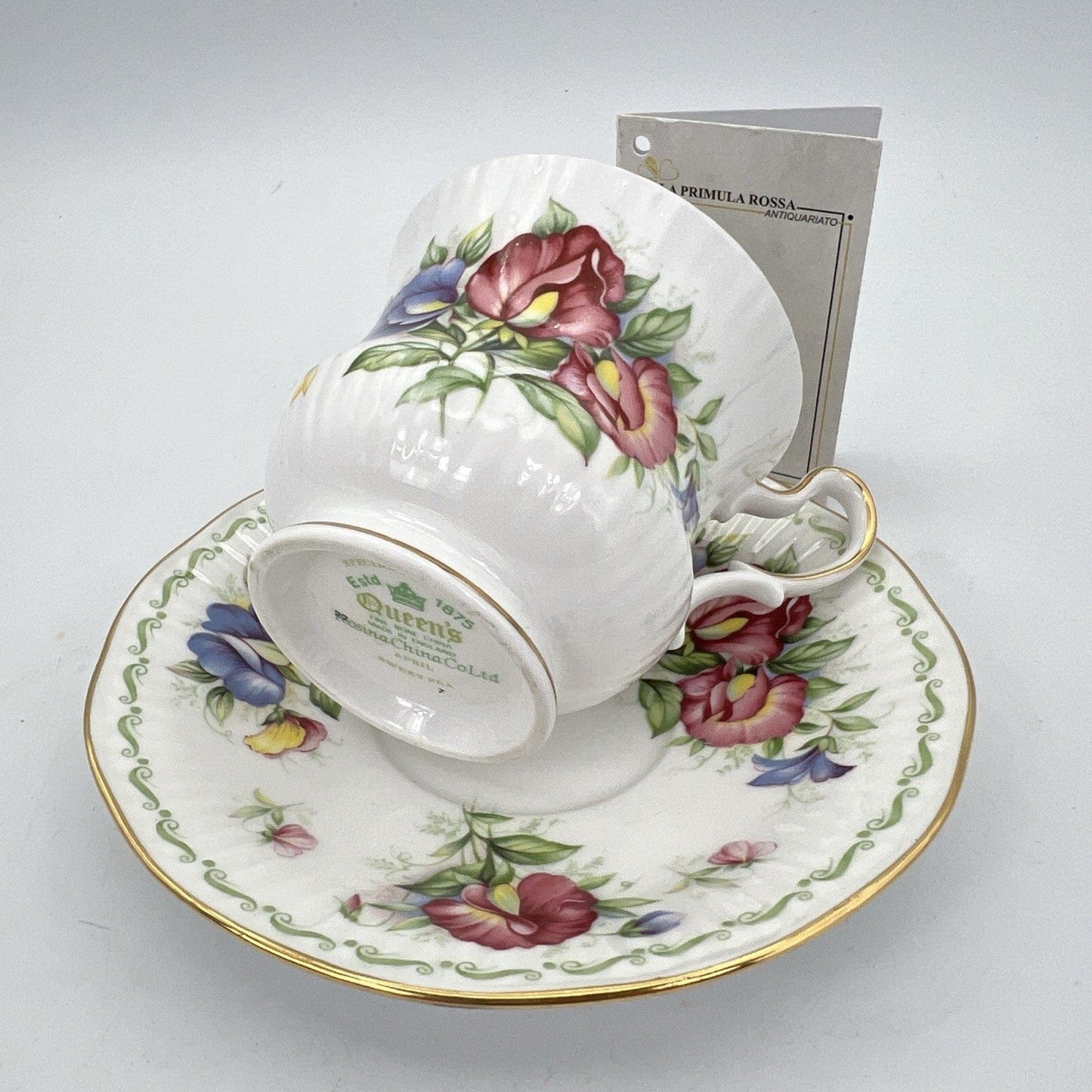 Tazza da the tè in porcellana Queen's con mese tazzina inglese Aprile 900 Categoria Servizio tazze - Tazze