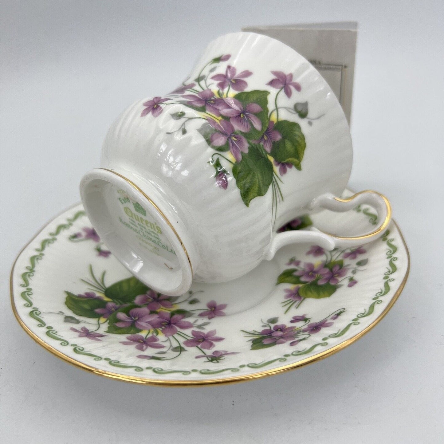 Tazza da the tè in porcellana Queen's con mese tazzina inglese Febbraio 900 Categoria Servizio tazze - Tazze