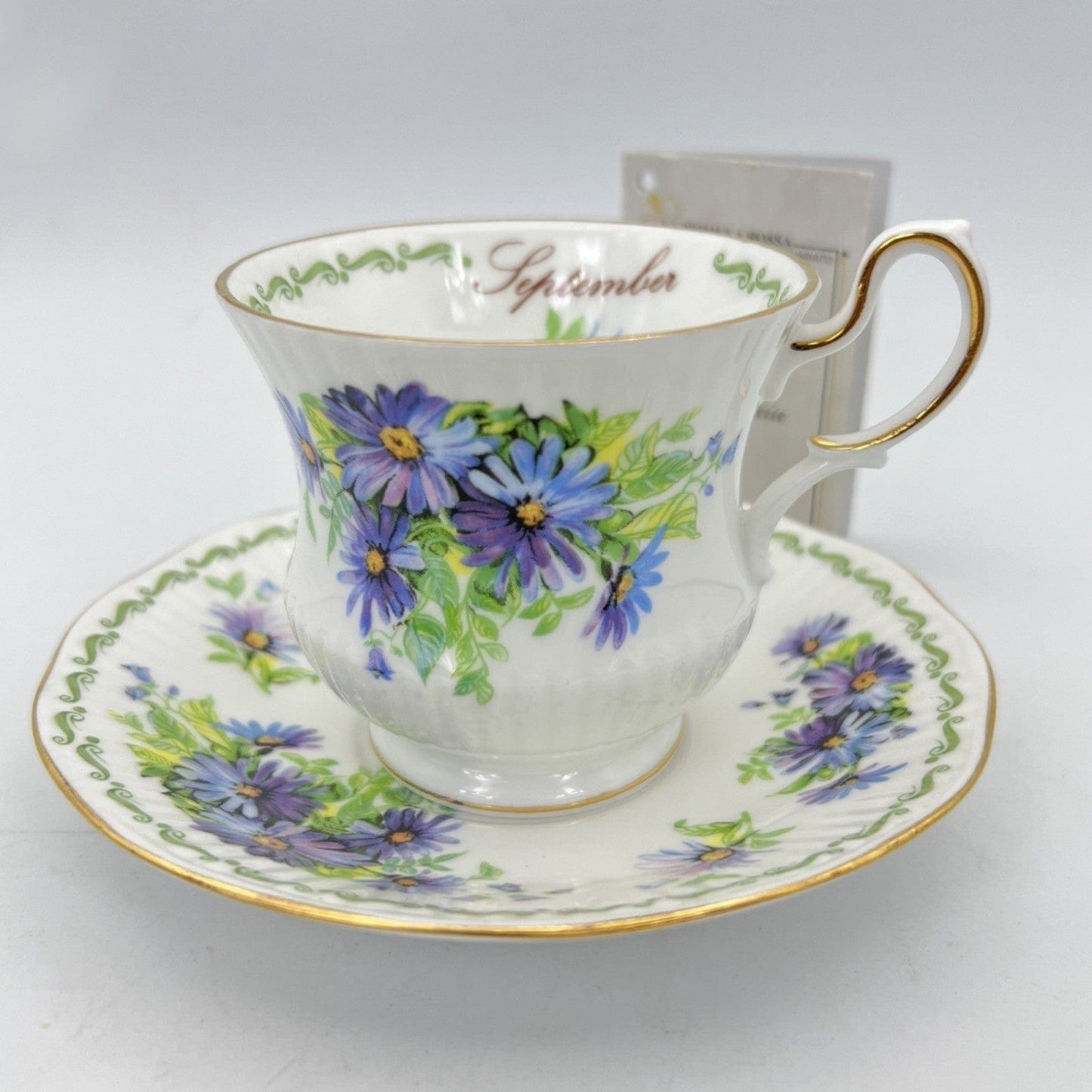 Tazza da the tè in porcellana Queen's con mese tazzina inglese Settembre 900 Categoria Servizio tazze - Tazze