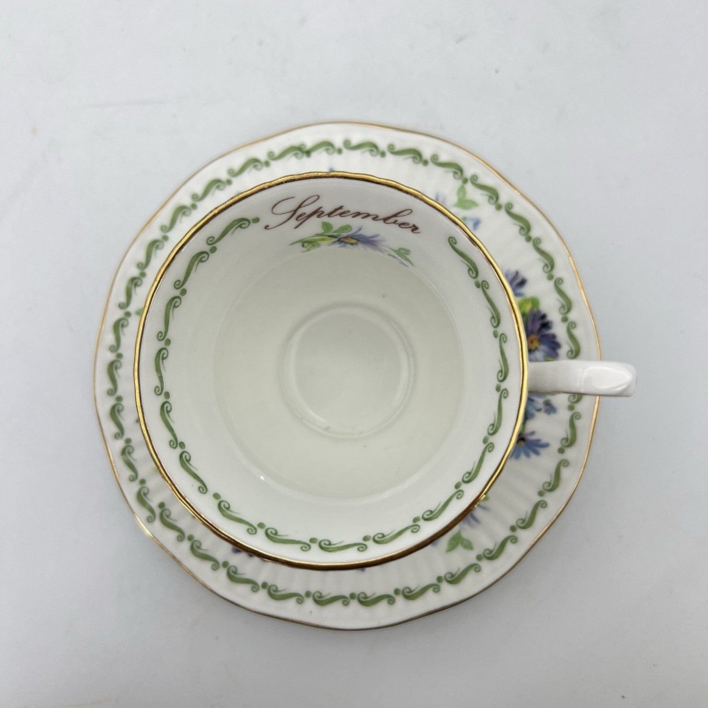 Tazza da the tè in porcellana Queen's con mese tazzina inglese Settembre 900 Categoria Servizio tazze - Tazze