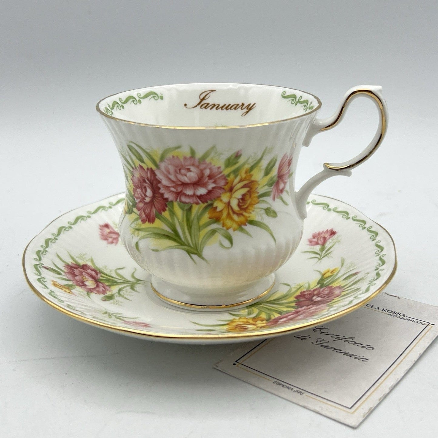 Tazza da the tè in porcellana Queen's mese tazzina inglese Gennaio 900 Rosina Categoria Servizio tazze - Tazze