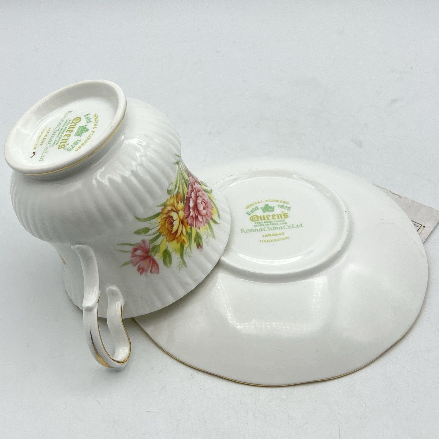 Tazza da the tè in porcellana Queen's mese tazzina inglese Gennaio 900 Rosina Categoria Servizio tazze - Tazze