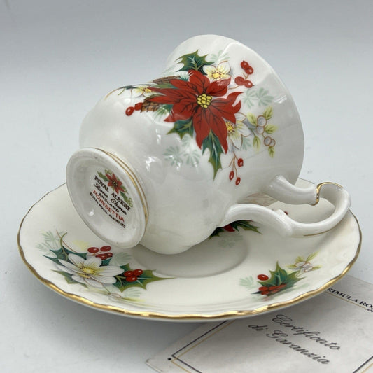 Tazza in porcellana Royal Albert tazzina da caffè inglese Natale Poinsettia 1976 Categoria Servizio tazze - Tazze