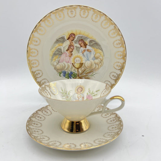 Tazza Piatto Antico in porcellana Bavaria Decorativo Prima Comunione Categoria  Servizio tazze - Tazze