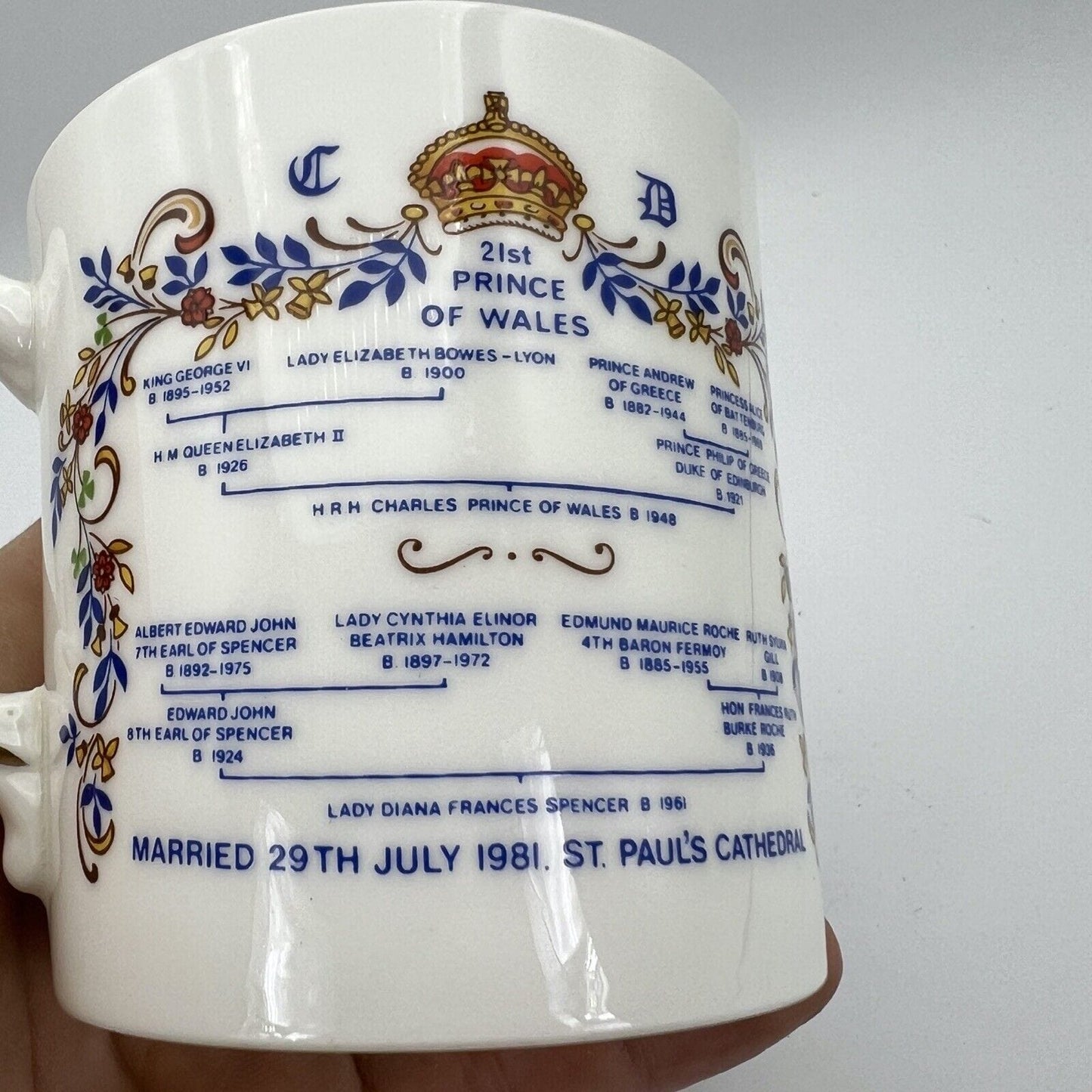 Tazza Vintage Mug Inglese Matrimonio Principe Carlo Lady Diana Casa Reale 1981 Categoria Arte e antiquariato:Porcellana e ceramica:Altro porcellana e ceramica