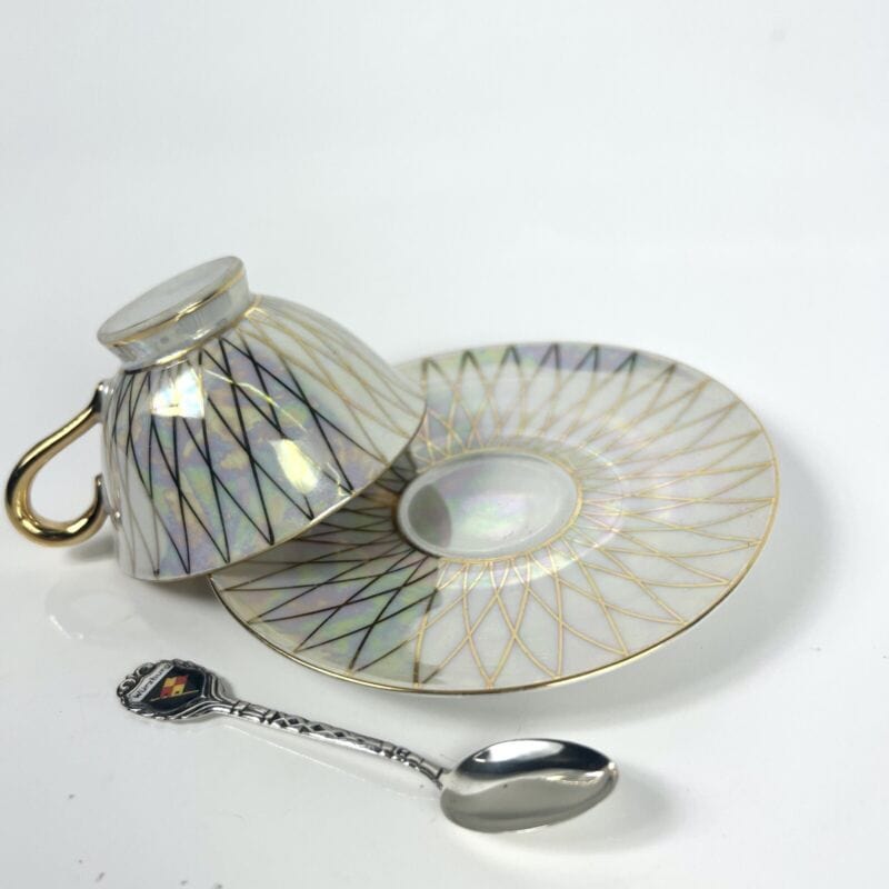 Tazzina da caffè Vintage Souvenir Germania Wurzburg cucchiaino in argento 800 Categoria Ceramiche e Porcellane