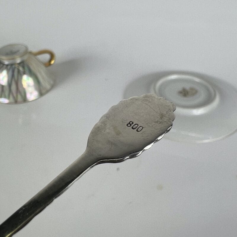 Tazzina da caffè Vintage Souvenir Germania Wurzburg cucchiaino in argento 800 Categoria Ceramiche e Porcellane