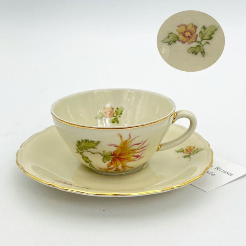 Tazzina da per caffe antica in porcellana Bavaria tazza a fiori anni 40 Rose 3 Categoria Servizio tazze - Tazze