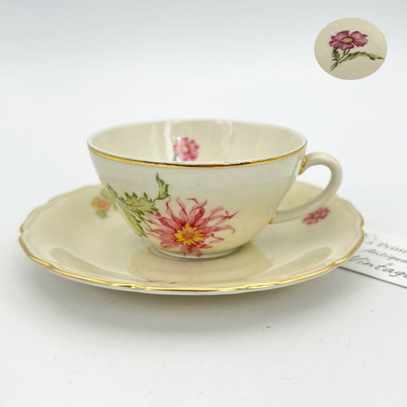 Tazzina da per caffe antica in porcellana Bavaria tazza a fiori e oro anni 40 Categoria Servizio tazze - Tazze