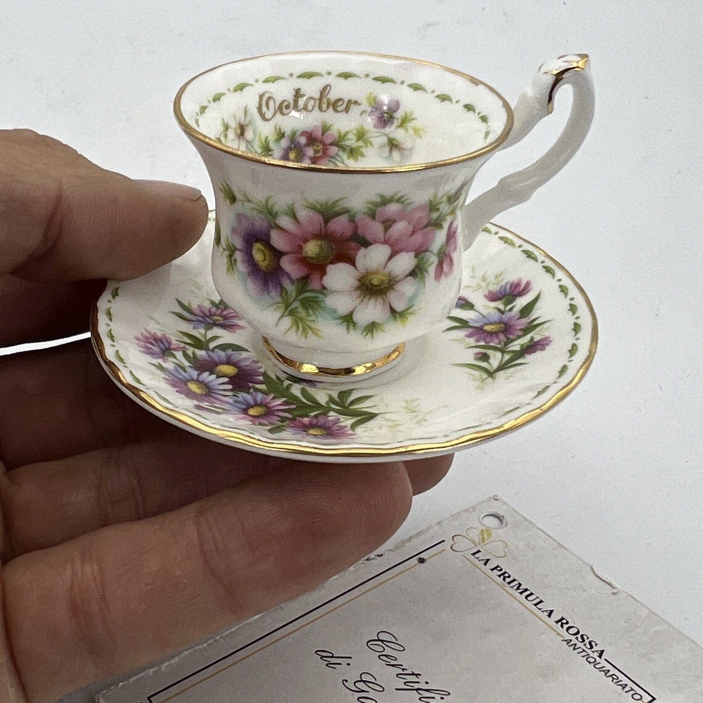 Tazzina da tè The in porcellana Royal Albert con mese Ottobre Mignon Miniatura Categoria Servizio tazze - Tazze