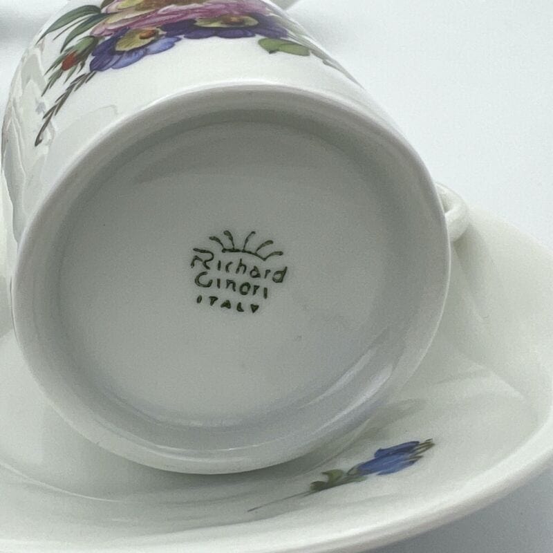 Tazzine da caffe Richard Ginori Servizio antico in porcellana tazze a fiori Categoria  Ceramiche e Porcellane