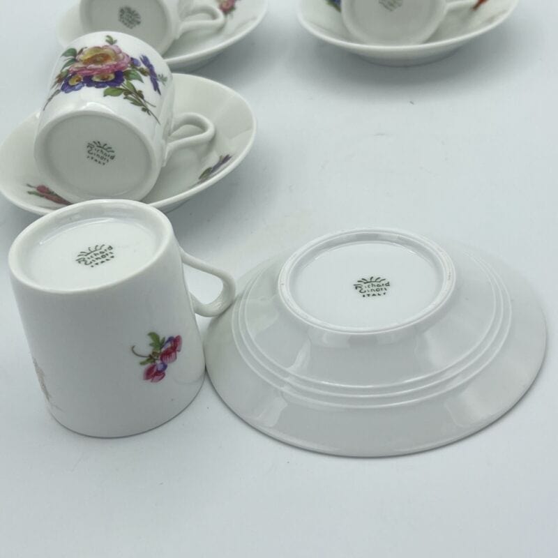 Tazzine da caffe Richard Ginori Servizio antico in porcellana tazze a fiori Categoria  Ceramiche e Porcellane
