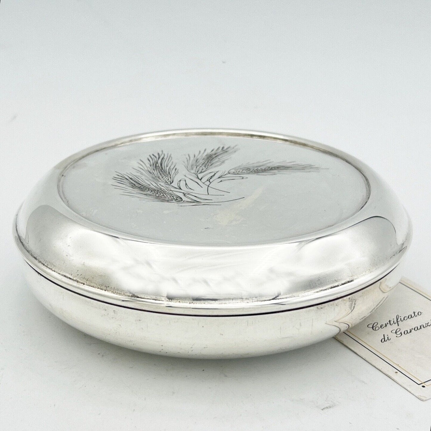Teca Scatola contenitore eucaristico porta ostie in argento Silver plated patena Categoria Sheffield & Argento