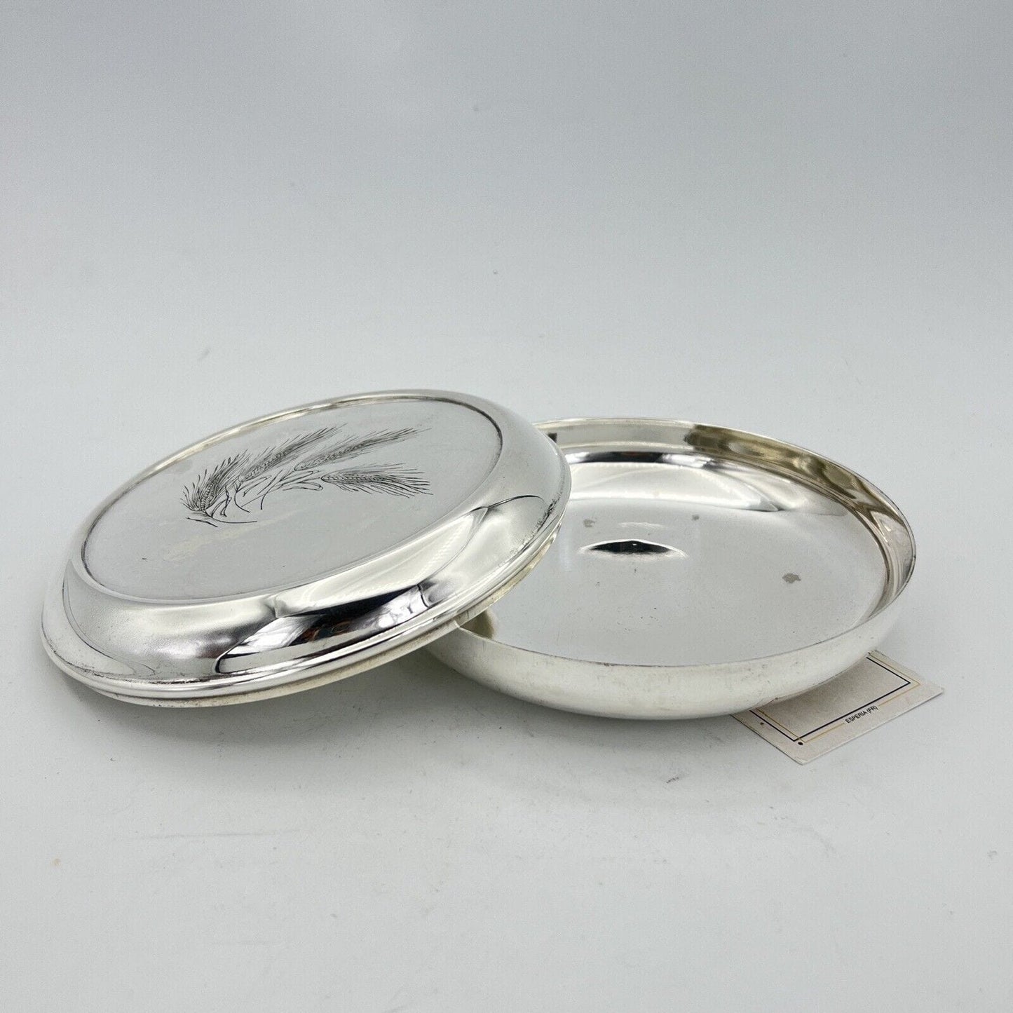 Teca Scatola contenitore eucaristico porta ostie in argento Silver plated patena Categoria Sheffield & Argento