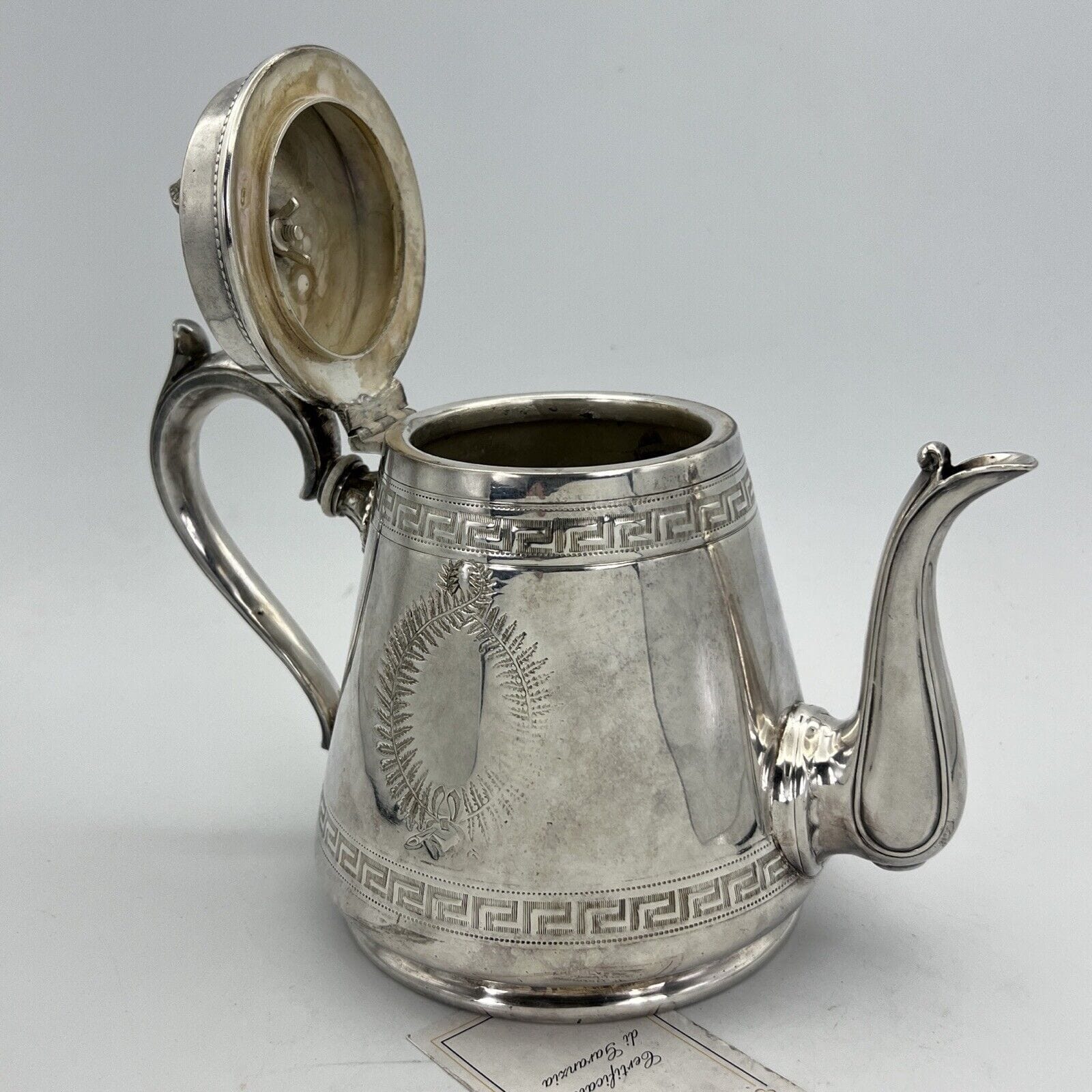 Teiera antica dell'800 inglese in argento silver plated sheffield caffettiera L Categoria  Sheffield & Argento