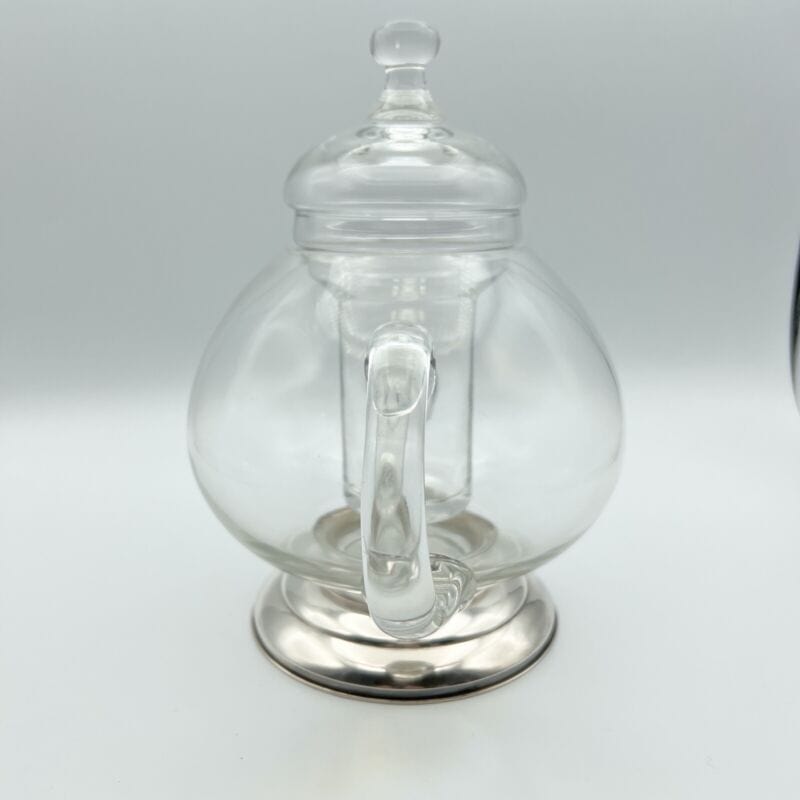 Teiera antica in vetro cristallo e argento 800 Brocca caraffa decanter vintage Categoria Ceramiche e Porcellane
