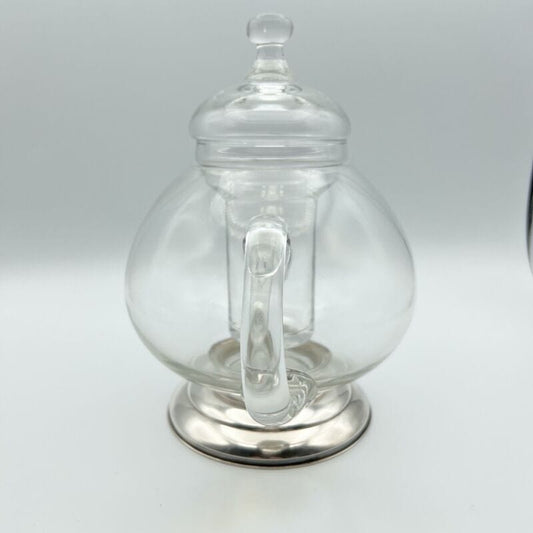 Teiera antica in vetro cristallo e argento 800 Brocca caraffa decanter vintage Categoria  Ceramiche e Porcellane