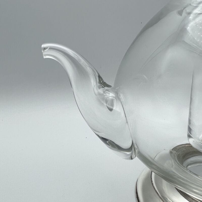 Teiera antica in vetro cristallo e argento 800 Brocca caraffa decanter vintage Categoria Ceramiche e Porcellane