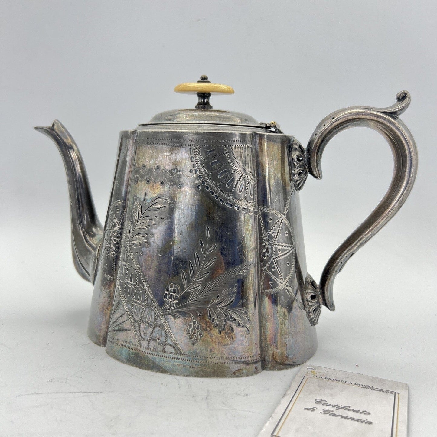 Teiera antica inglese in argento silverplate sheffield d'epoca ' 800 Caffettiera Categoria Sheffield & Argento