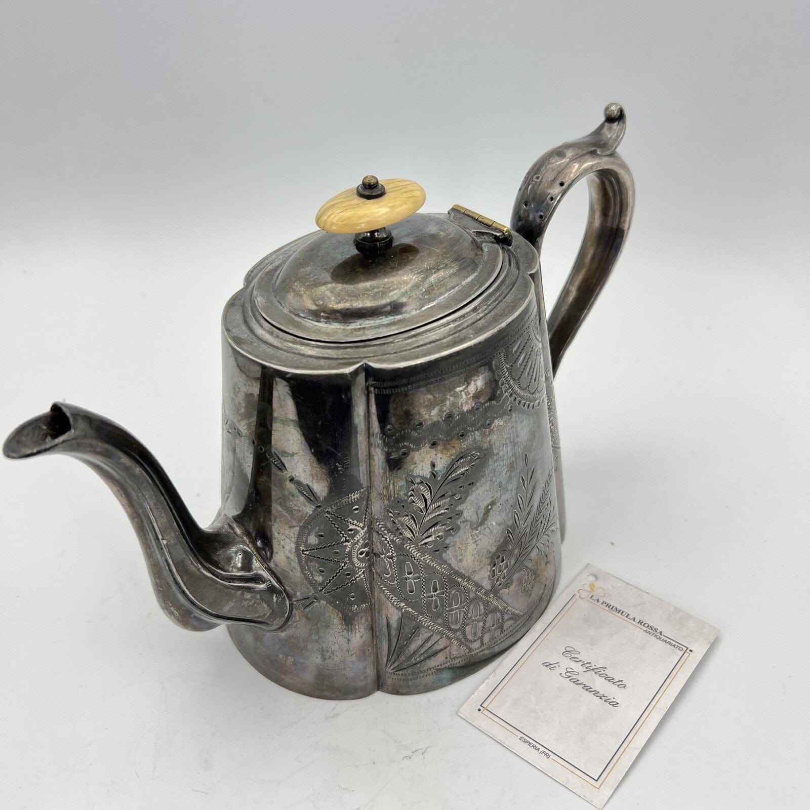 Teiera antica inglese in argento silverplate sheffield d'epoca ' 800 Caffettiera Categoria  Sheffield & Argento