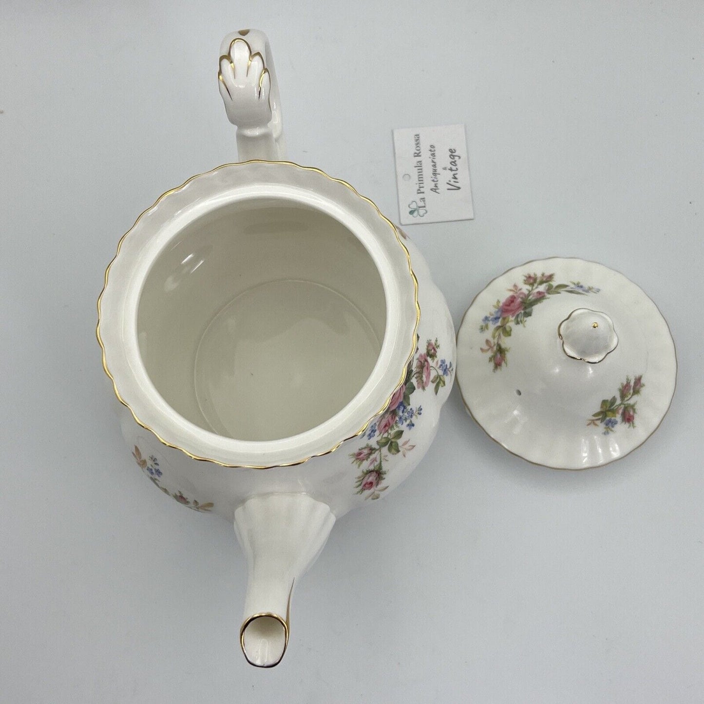 Teiera inglese in porcellana Vintage Royal Albert da tè The Moss Rose 1956 Categoria Servizio tazze - Tazze