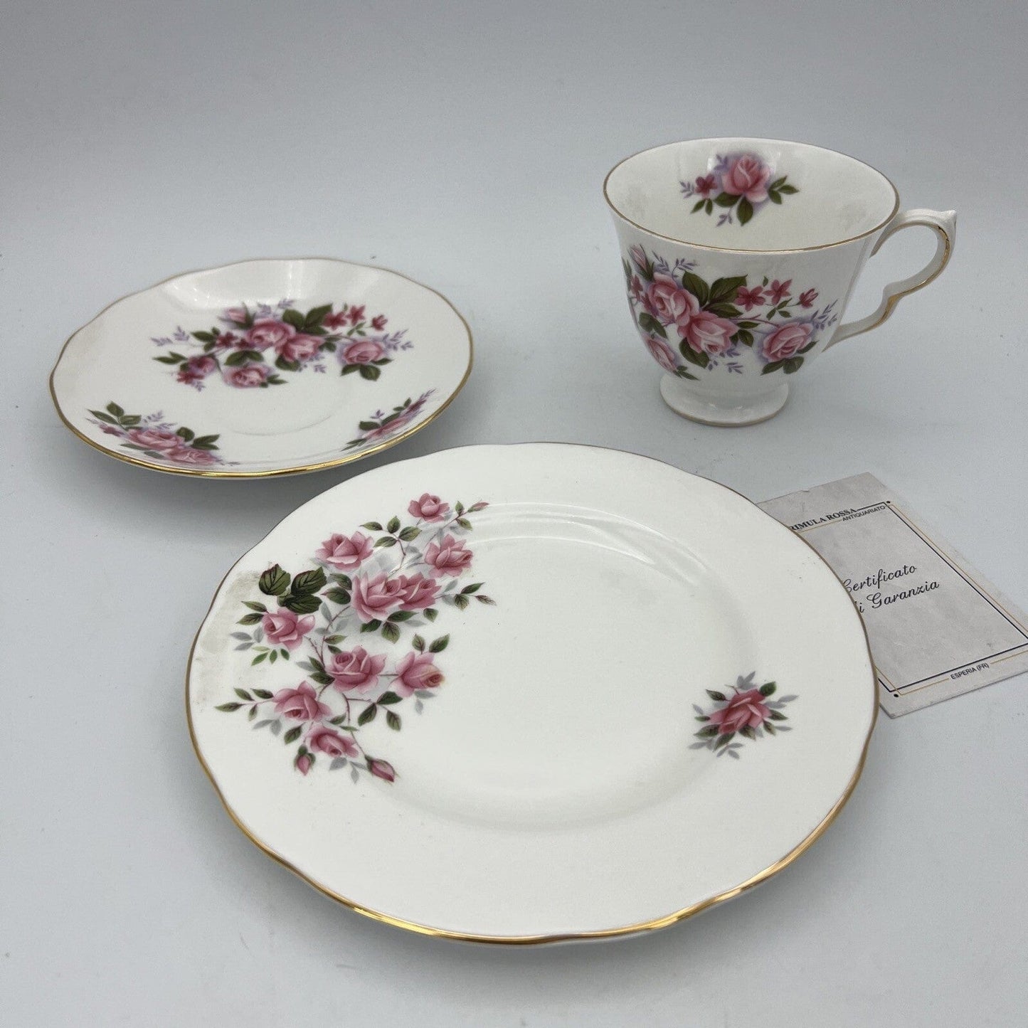 Trio da tè the antico vintage in porcellana vintage tazza con Piattino Rose Categoria Servizio tazze - Tazze