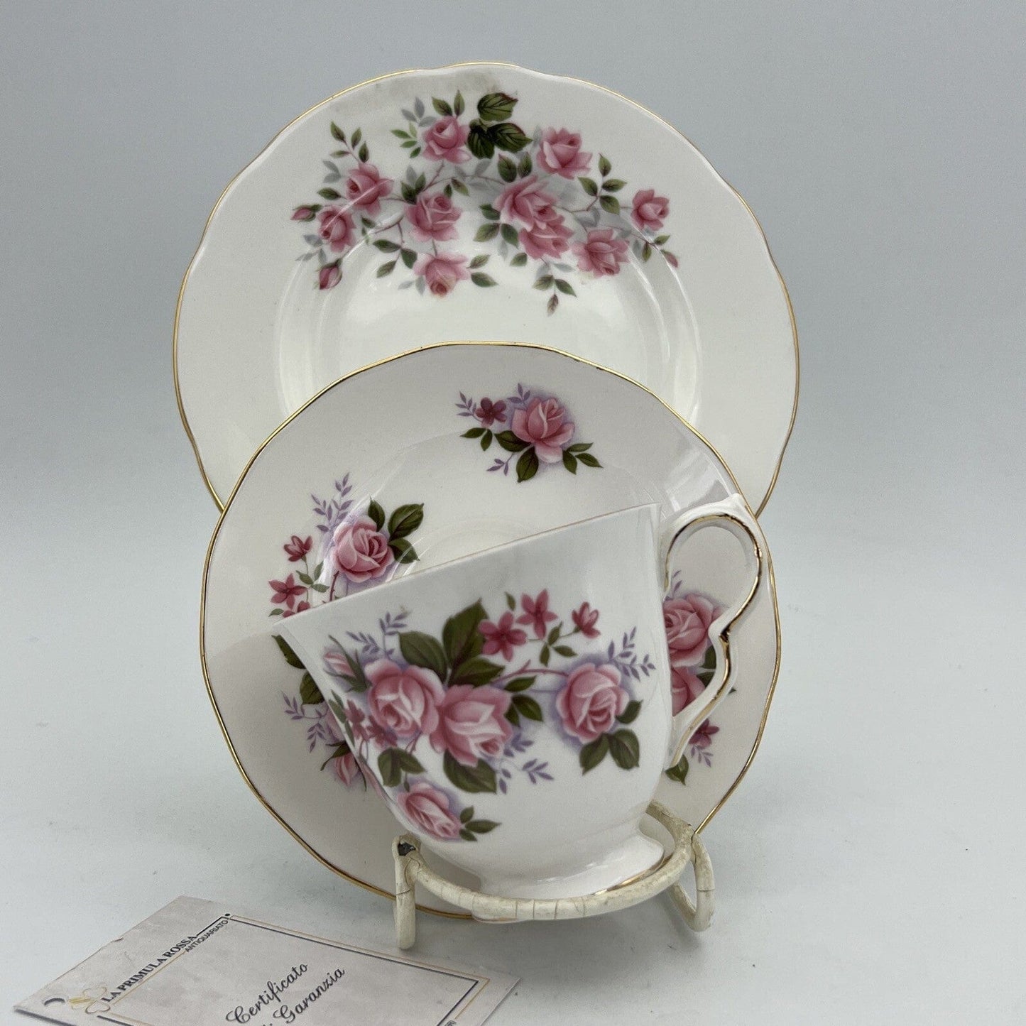Trio da tè the antico vintage in porcellana vintage tazza con Piattino Rose Categoria Servizio tazze - Tazze