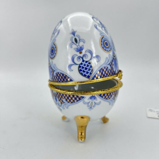 Uovo da collezione in porcellana decorativo ceramica portagioie stile Faberge' Categoria  Altro