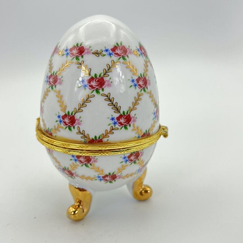 Uovo da collezione in porcellana decorativo ceramica portagioie stile Faberge F Categoria Altro