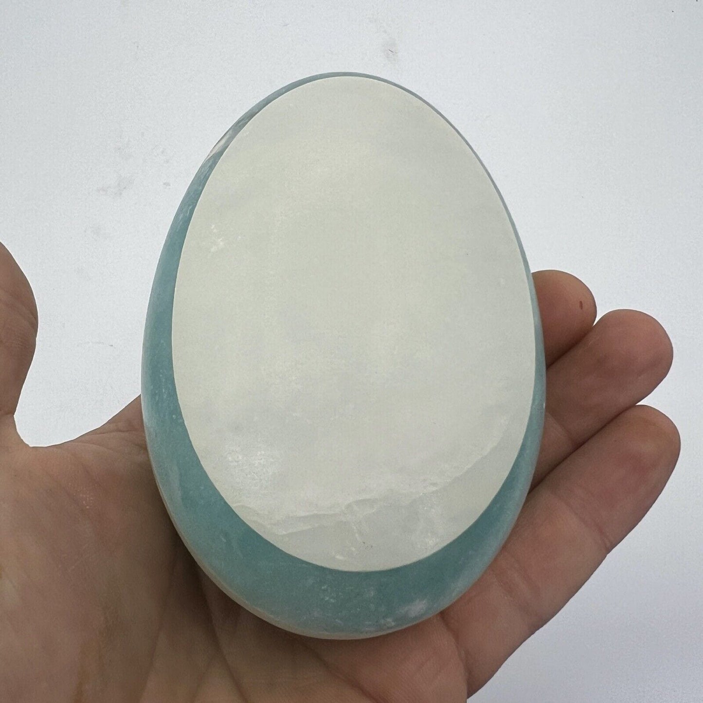 Uovo da Collezione vintage in marmo pietra alabastro quarzo bianco celeste Categoria .Tutti gli articoli