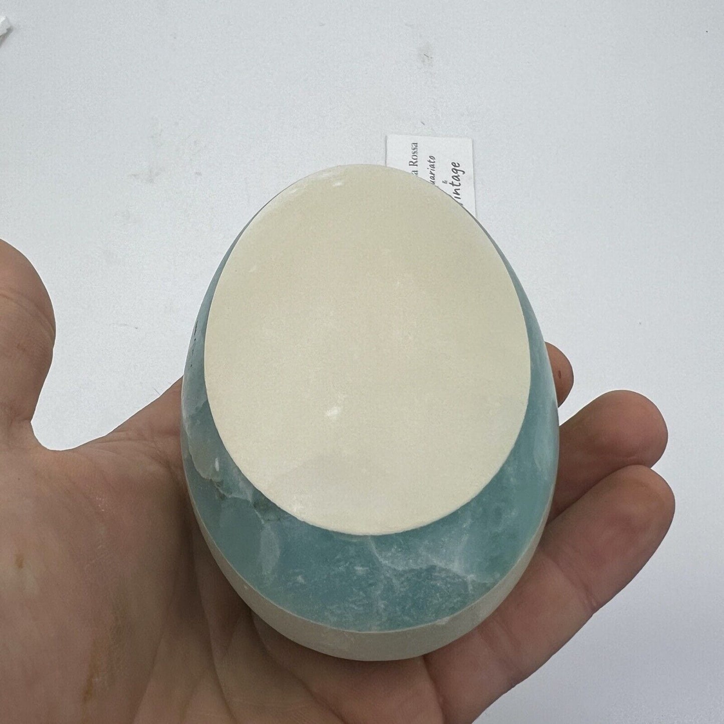 Uovo da Collezione vintage in marmo pietra alabastro quarzo bianco celeste Categoria .Tutti gli articoli