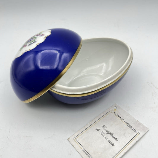 Uovo da collezione vintage in porcellana Blu Tedesca scatola portagioie anni 50 Categoria Altro