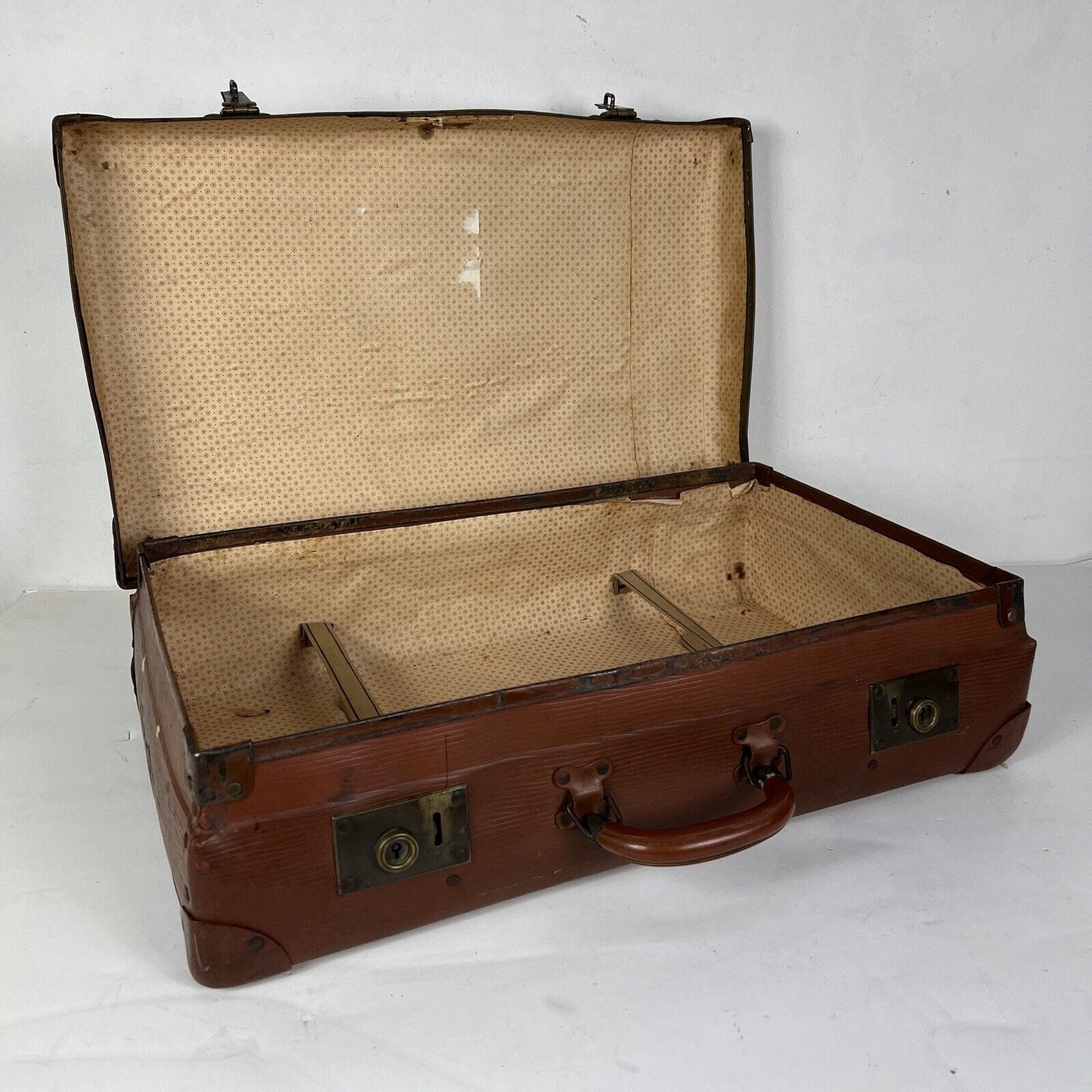 Valigia Vintage anni 40 50 In cartone marrone Borsa Antica bagaglio da viaggio Categoria  Vintage