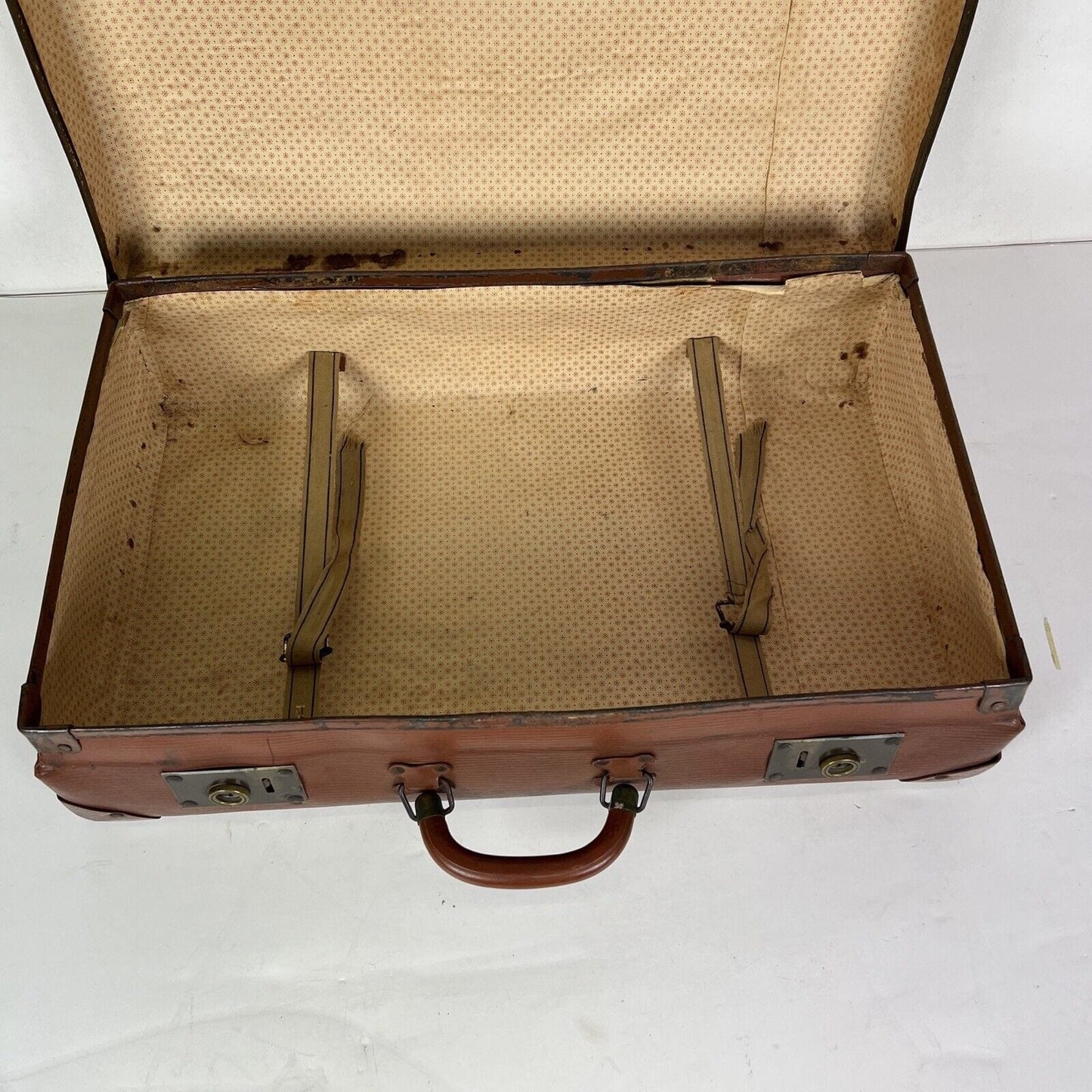 Valigia Vintage anni 40 50 In cartone marrone Borsa Antica bagaglio da viaggio Categoria Vintage